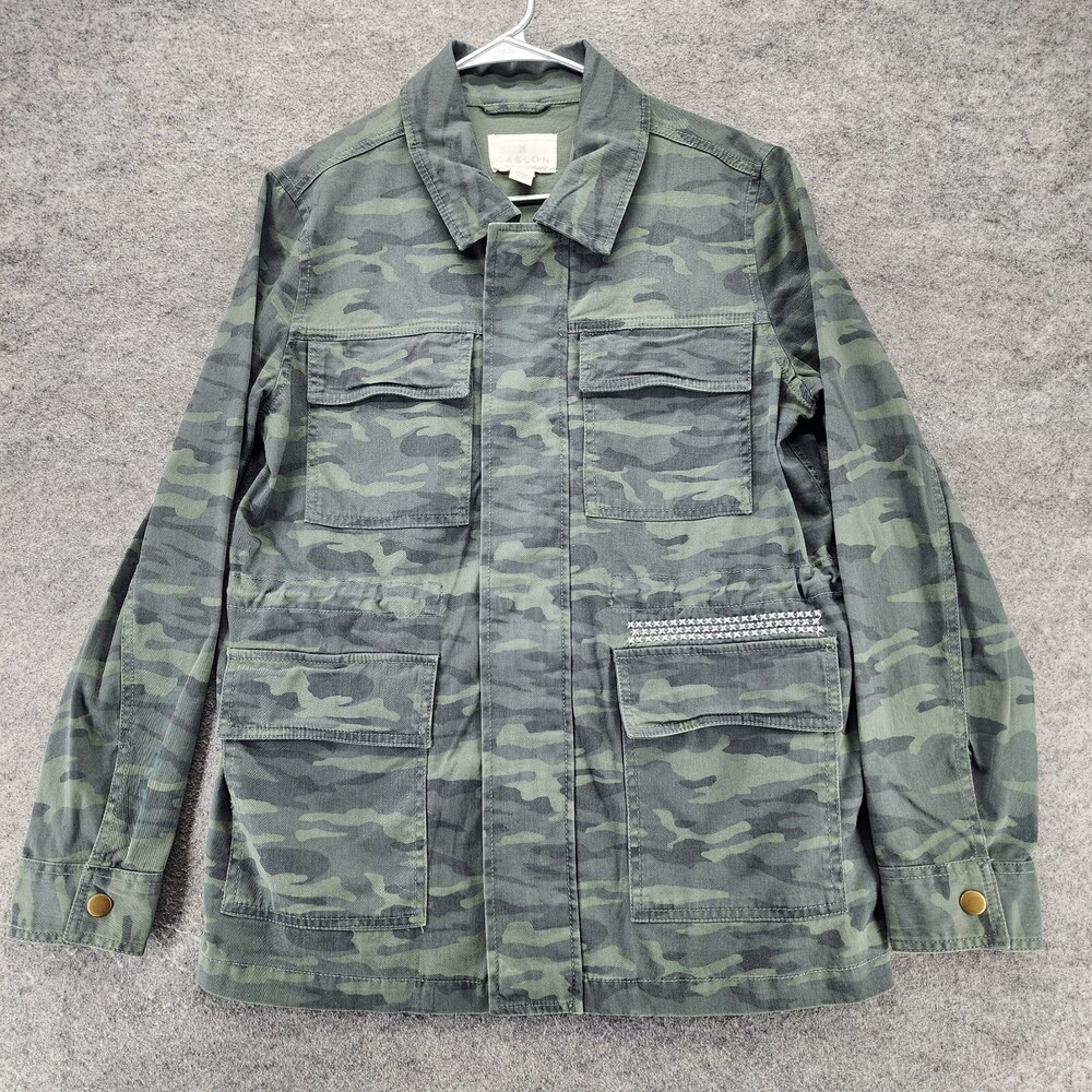 CASLON Jacket Womens Medium Full Zip Long Sleeve Green Camo